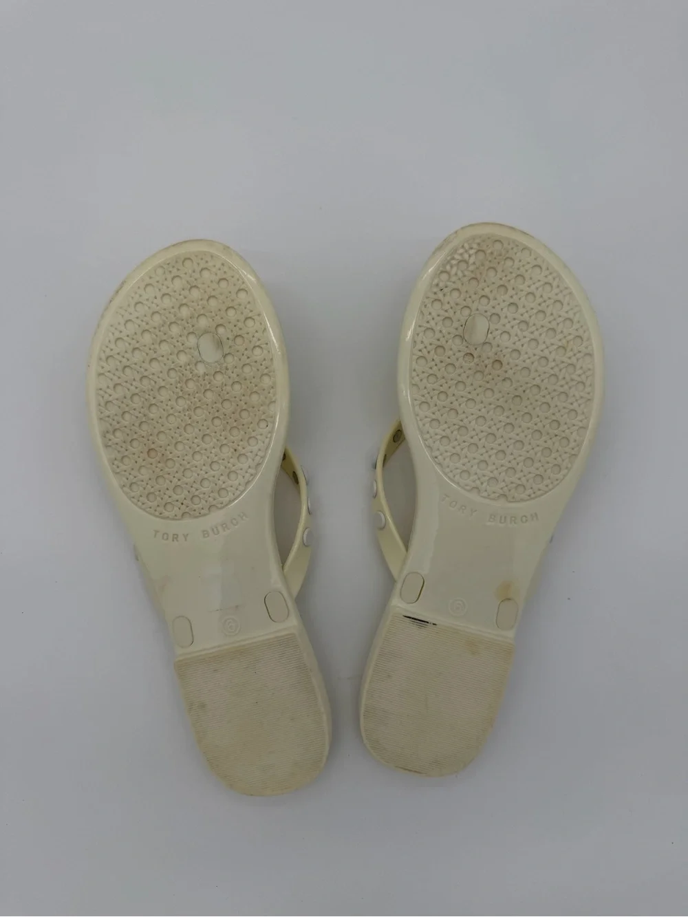 Tory Burch Cream Jelly Stud Flip Flop Sandals size 6